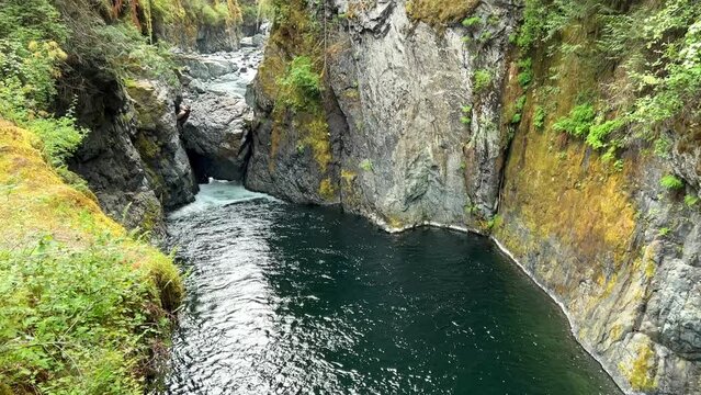 Beautiful Englishman River Waterfalls upper section , Parksville, British Columbia, Canada . High quality photo