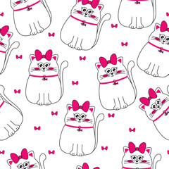 pattern cute kitten bow background