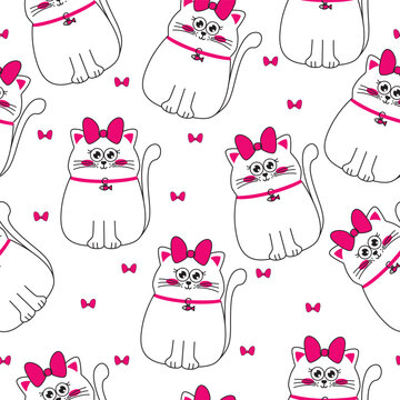 pattern cute kitten bow background