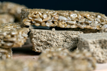 Sunflower kozinak from sunflower seeds and sugar syrup