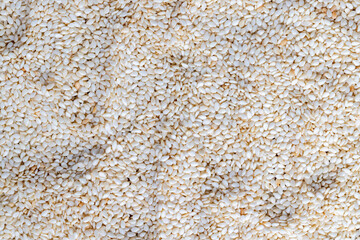 a large number of white dried sesame seeds