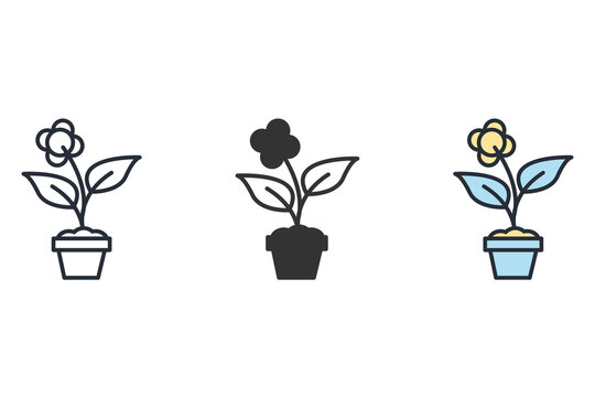flowers icons  symbol vector elements for infographic web