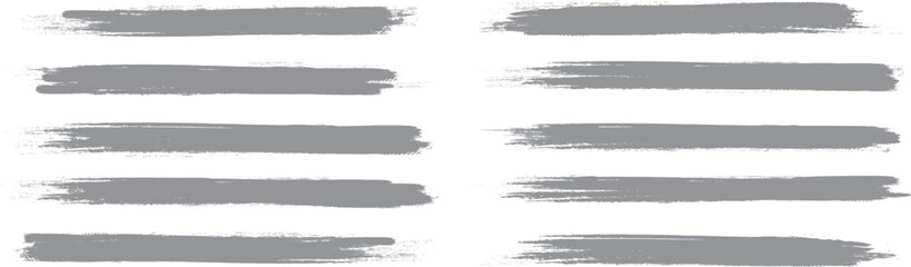 Gray brush stroke set isolated on background. Collection of trendy brush stroke vector for grey ink paint, grunge backdrop, dirt banner, watercolor design and dirty texture. Brush stroke vector
