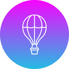 Hot Air Balloon Gradient Circle Line Inverted Icon