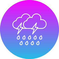 Rain Storm Gradient Circle Line Inverted Icon