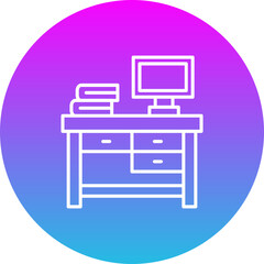 Desk Gradient Circle Line Inverted Icon