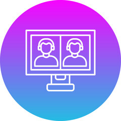 Video Call Gradient Circle Line Inverted Icon
