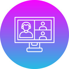 Fototapeta premium Video Conference Gradient Circle Line Inverted Icon
