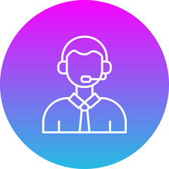 Call Center Agent Gradient Circle Line Inverted Icon
