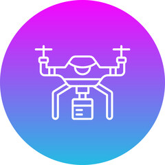Drone Delivery Gradient Circle Line Inverted Icon