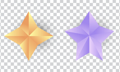 unique realistic colorful two star icon 3d design isolated on background.Trendy and modern vector in 3d style.