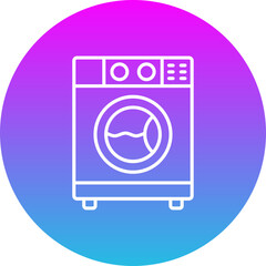 Washing Machine Gradient Circle Line Inverted Icon