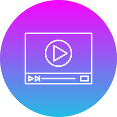 Video Player Gradient Circle Line Inverted Icon