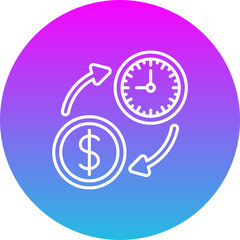 Time Is Money Gradient Circle Line Inverted Icon