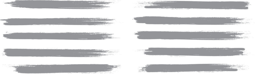 Gray brush stroke set isolated on background. Collection of trendy brush stroke vector for grey ink paint, grunge backdrop, dirt banner, watercolor design and dirty texture. Brush stroke vector