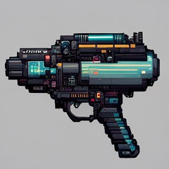 Cyberpunk weapon in pixle art style