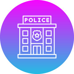 Police Station Gradient Circle Line Inverted Icon