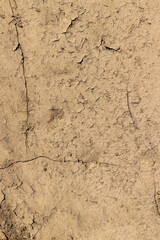 Cracked dry soil in an agricultural field, close up