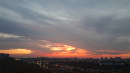 sunset over the city