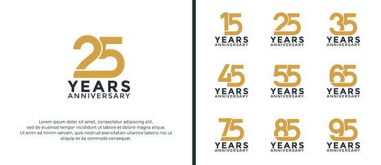 set of anniversary logotype brown and black color on white background for celebration moment