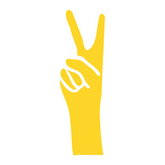 Raised hand with a peace gesture icon Vector