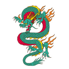 Isolated green up chinesse dragon zodiac vector illustration