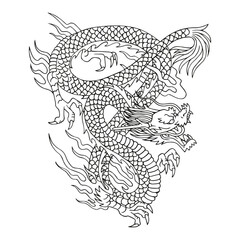 Isolated draw chinesse dragon zodiac vector illustration
