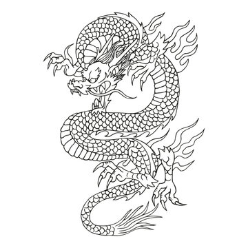 Isolated draw up chinesse dragon zodiac vector illustration