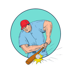 Baseball Player Hitting A Homerun Drawing