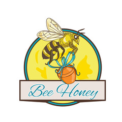 Bee Carrying Honey Pot Circle Drawing