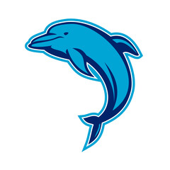 Obraz premium Blue Dolphin Jumping Retro