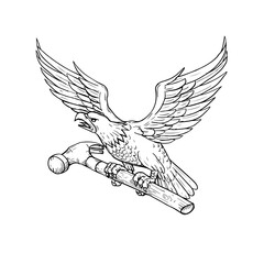 Obraz premium Eagle Clutching Hammer Drawing