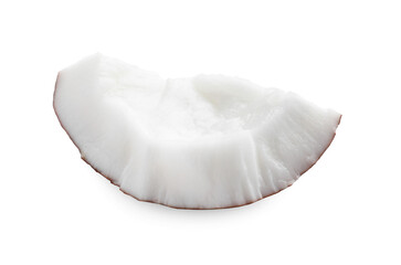 Piece of fresh ripe coconut isolated on white