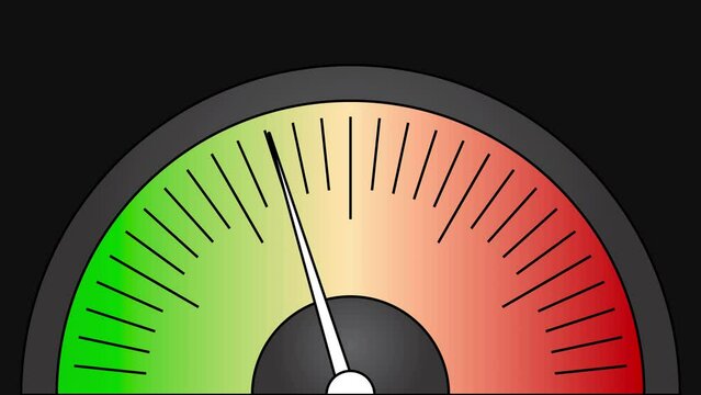 Volume meter, power amplifier, sound level, speedometer animation motion graphics