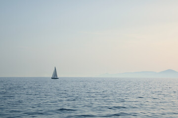 Beautiful view of yacht in sea on sunny day