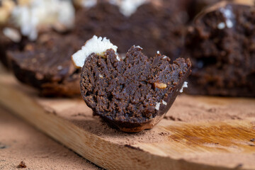 chocolate cake with the use of cocoa and butter with sugar