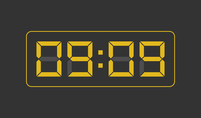 9:09, Digital clock number. Vector illustration.