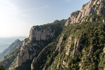 Fototapeta na wymiar sunny cliffs of montserrat in catalonia spain