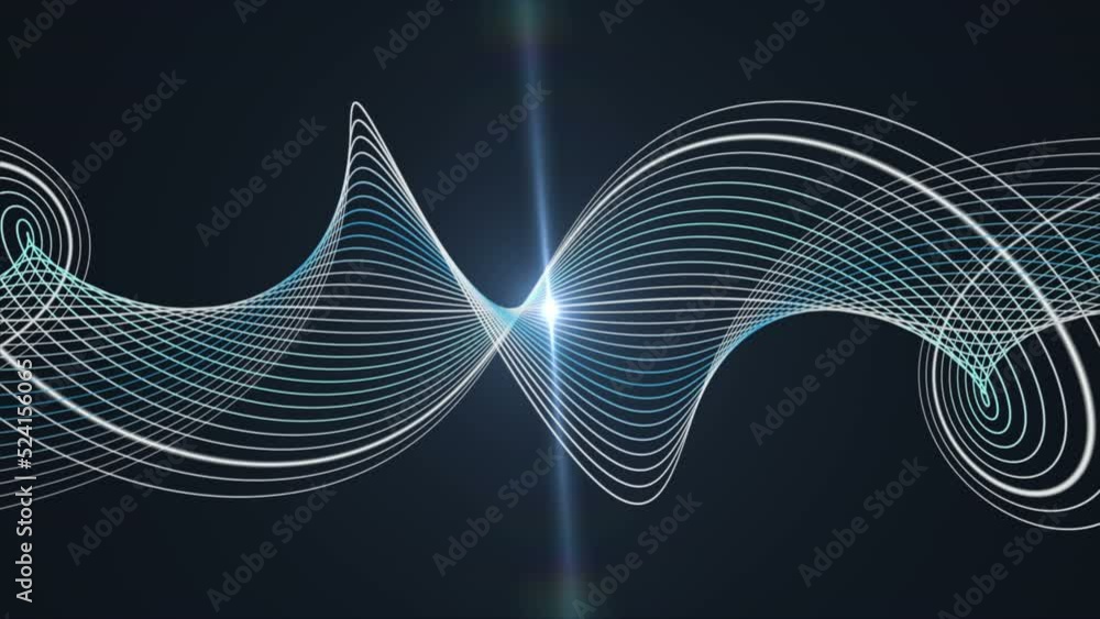 Aufkleber futuristic video animation with stripe wave object and light in slow motion, 4096x2304 loop 4k