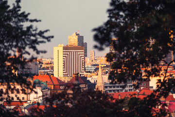 Sunset city landscape in Bratislava, Slovakia