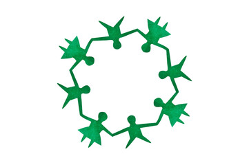 PNG. Cut the paper green girls and boys holding hands.