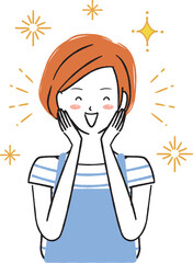 線画カラーイラスト　夏の肌の調子が良い