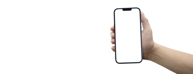 cell phone in hand with transparent background png - easy modification