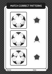 Match pattern game with soccerball. worksheet for preschool kids, kids activity sheet