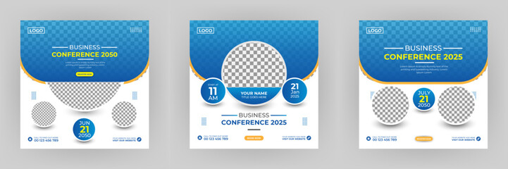 Webinar business conference meeting online seminar and social media post banner design template