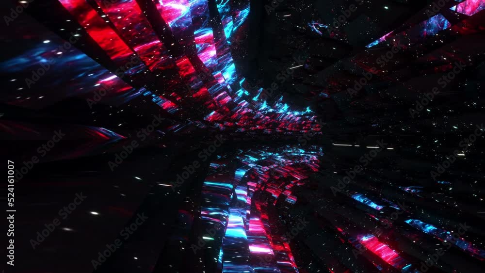Poster abstract loop glow red blue digital flying lines motion and illuminated light effect hyperspace warp