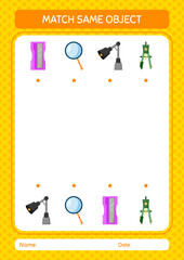 Match with same object game summer icon. worksheet for preschool kids, kids activity sheet