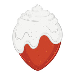 Isolated strawberry with cream Sweet dessert Vector