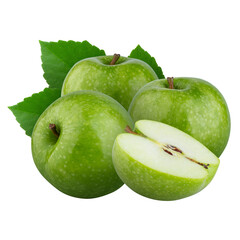 Fresh green apple isolated on alpha background