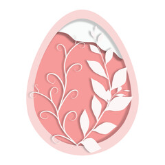 PNG. Pink Easter egg paper cut.